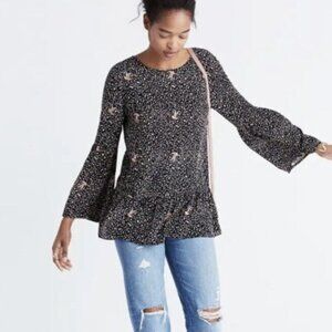 Madewell 100% Silk Long-Sleeve Paisley Blouse